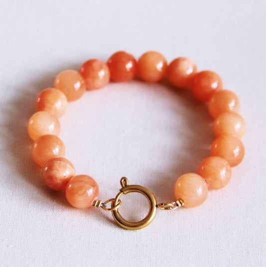 BRACELET EN PERLES DE PIERRE NATURELLE - Orange