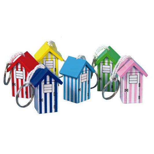 Porte-clés Beach Hut en bois, 4 cm, 6 assortis