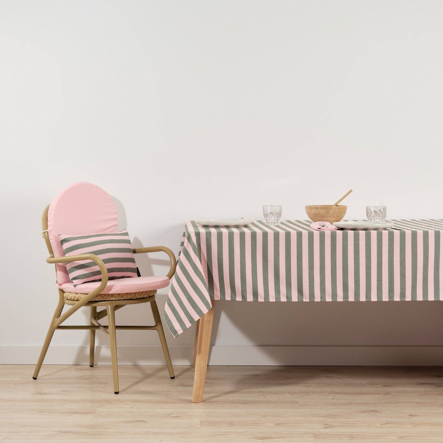 NAPPE Hydrofuge - Rayures roses et vertes