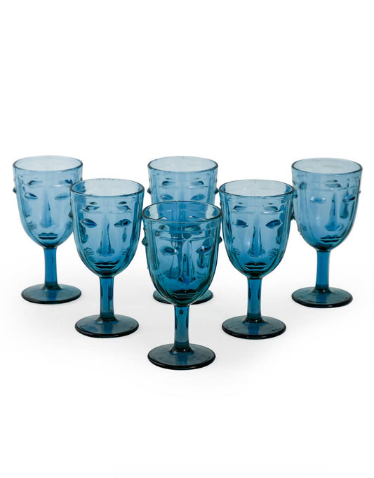 VERRES VISAGE BLEU X6