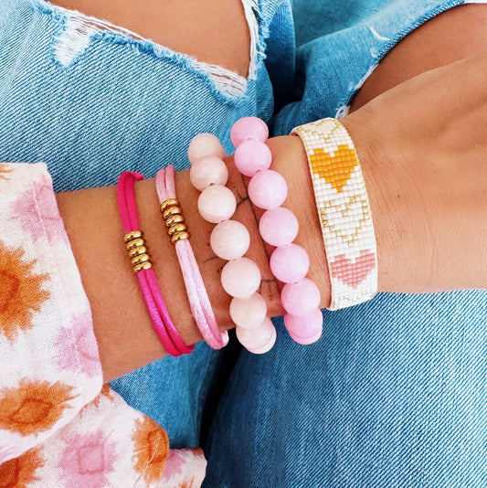 BRACELET EN PERLES DE PIERRE NATURELLE - Rose