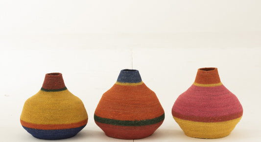 VASE JONC DE MER - Rose