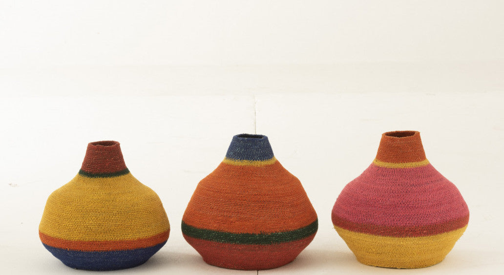 VASE JONC DE MER - Orange