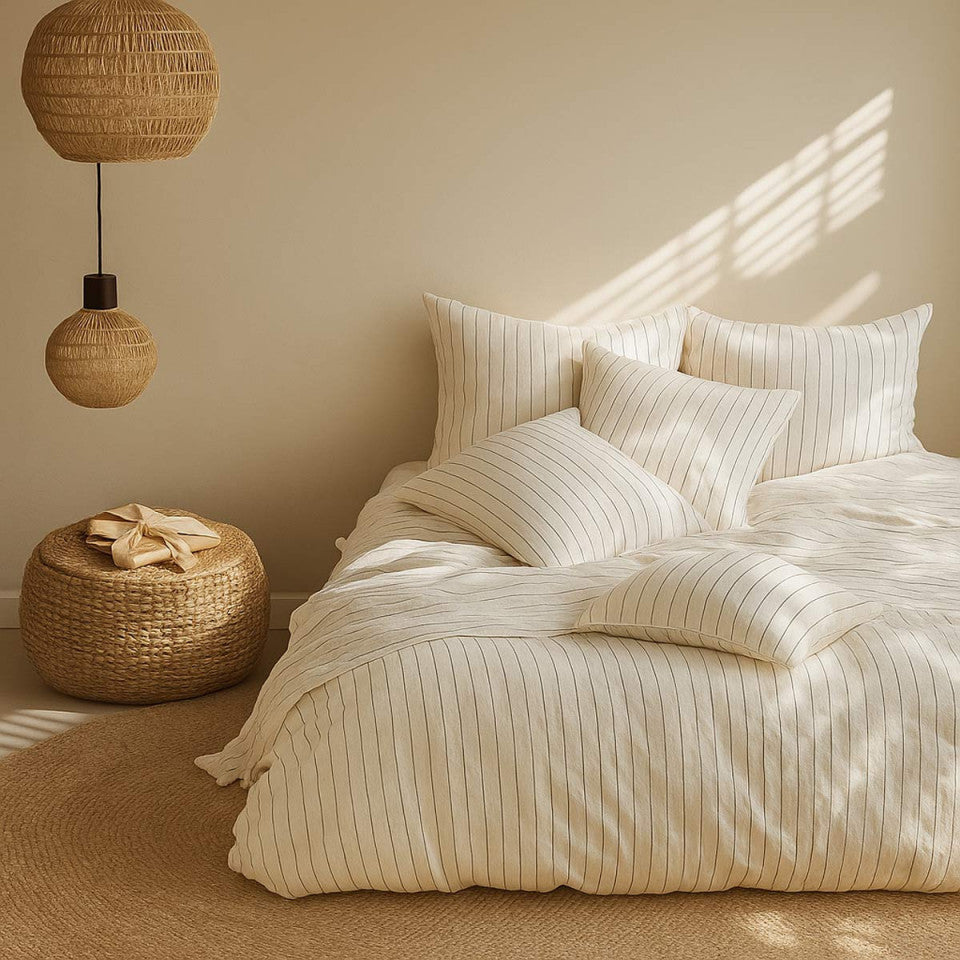 HOUSSE DE COUETTE RAYÉE - Beige