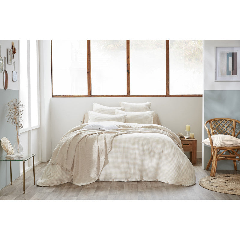 HOUSSE DE COUETTE VICHY - Beige