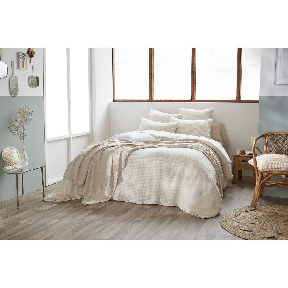 HOUSSE DE COUETTE VICHY - Beige