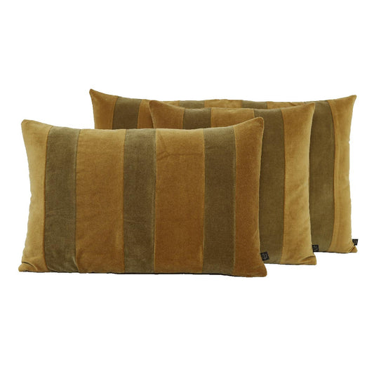 HOUSSE COUSSIN VELOURS - Rayé marron