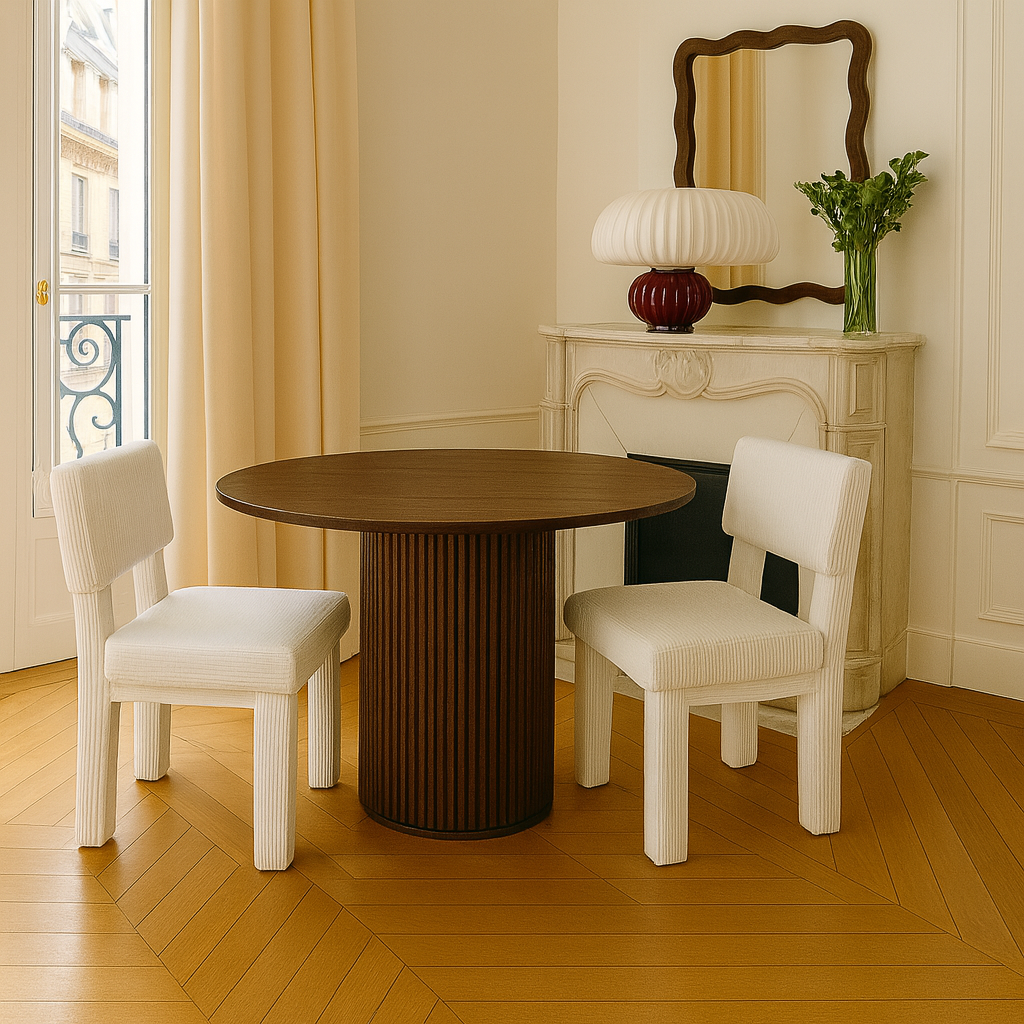 TABLE RONDE EN BOIS AVEC RANGEMENT - D 90 cm