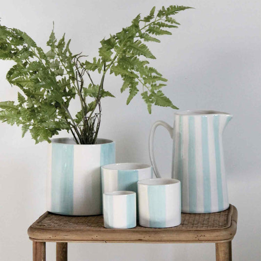 POT A RAYURES - Bleu ciel