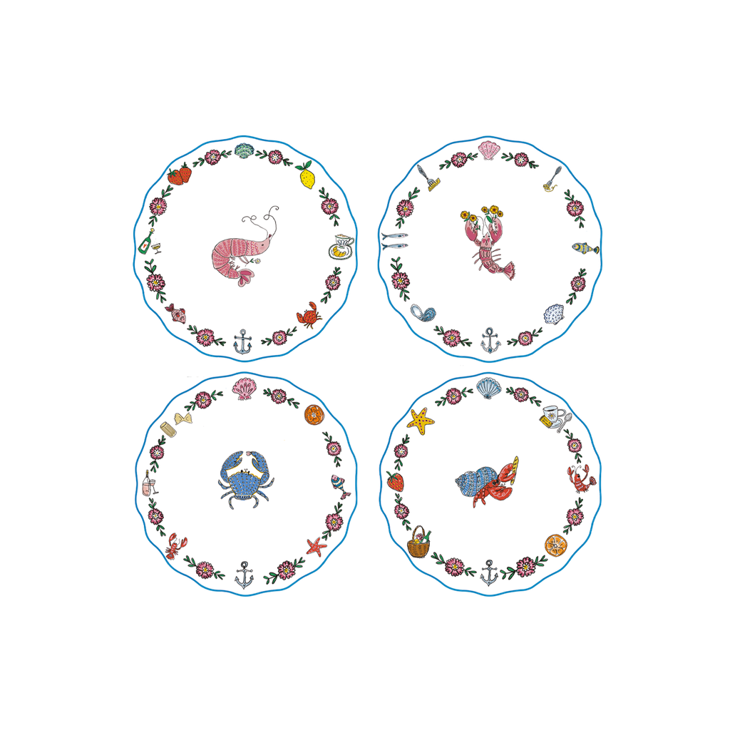 SET 4 ASSIETTES à dessert - MER