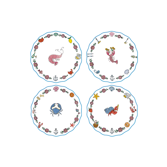 SET 4 ASSIETTES à dessert - MER