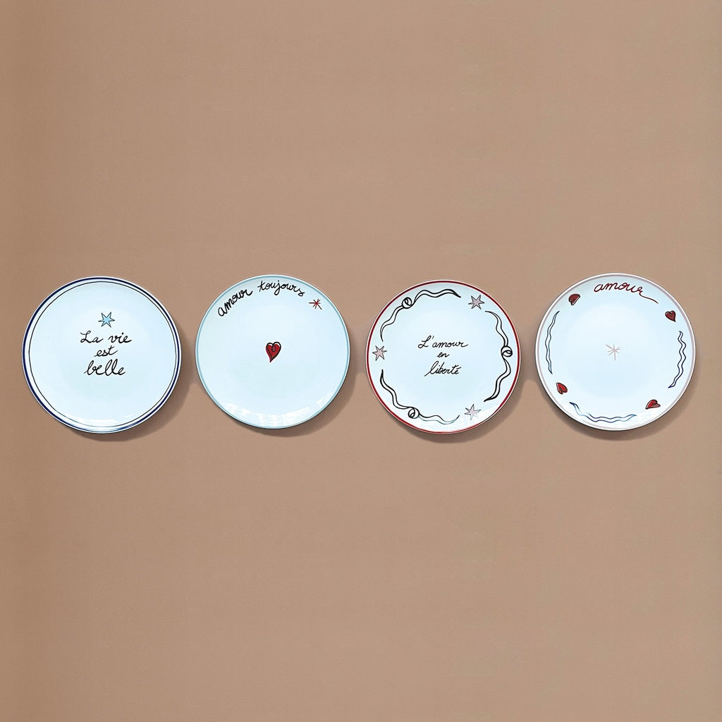 ASSIETTES AMOUR - EN LIBERTÉ - LOT DE 4