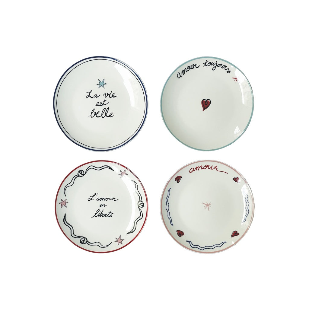 ASSIETTES AMOUR - EN LIBERTÉ - LOT DE 4