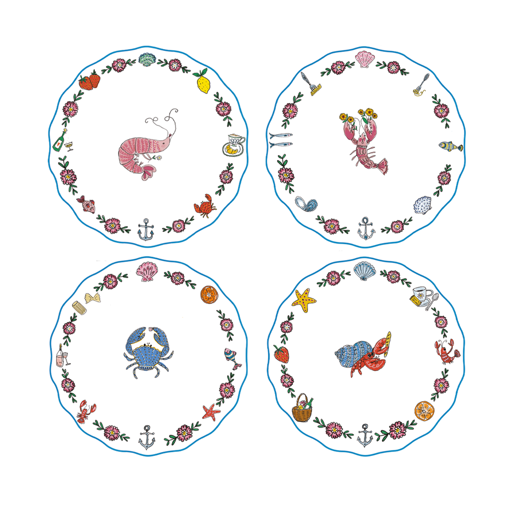 SET 4 ASSIETTES - MER