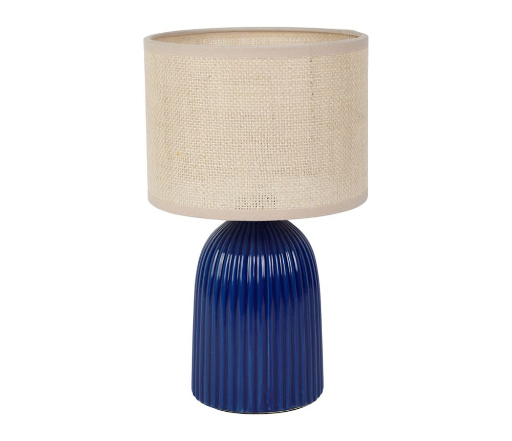 LAMPE BLEU - Céramique et lin