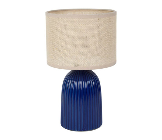 LAMPE BLEU - Céramique et lin