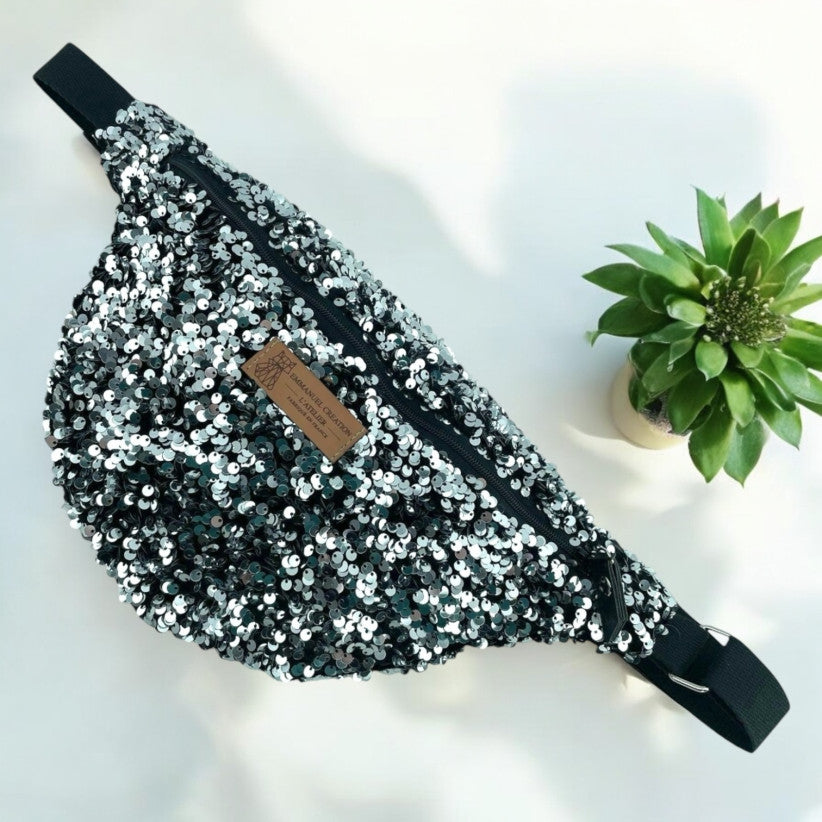 SAC BANANE - SEQUIN ARGENT