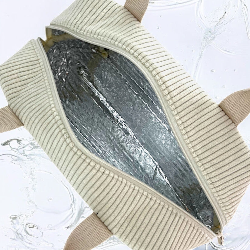 SAC ISOTHERME VELOURS CÔTELÉ - ÉCRU