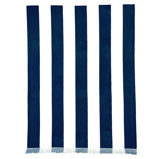 SERVIETTES DE PLAGE À RAYURES - bleu marine