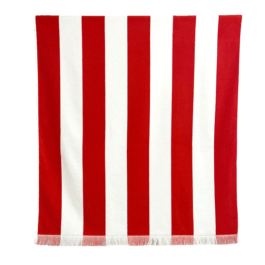 SERVIETTES DE PLAGE À RAYURES - rouge