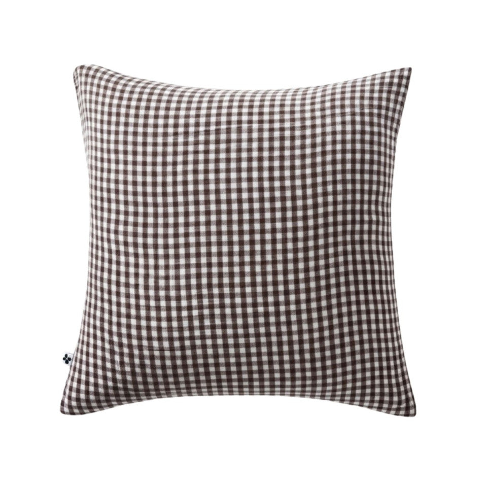 TAIE D'OREILLER - VICHY MARRON
